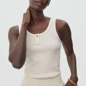 Everlane Pointelle Tank - Cream Medium